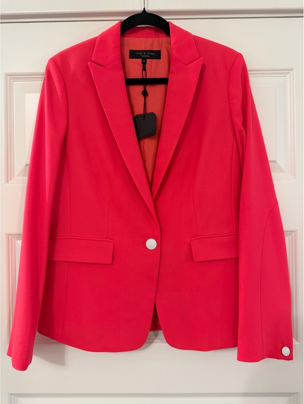 Rag & Bone Lexington Twill NWT Neon Pink White Blazer Jacket 6 $550 New